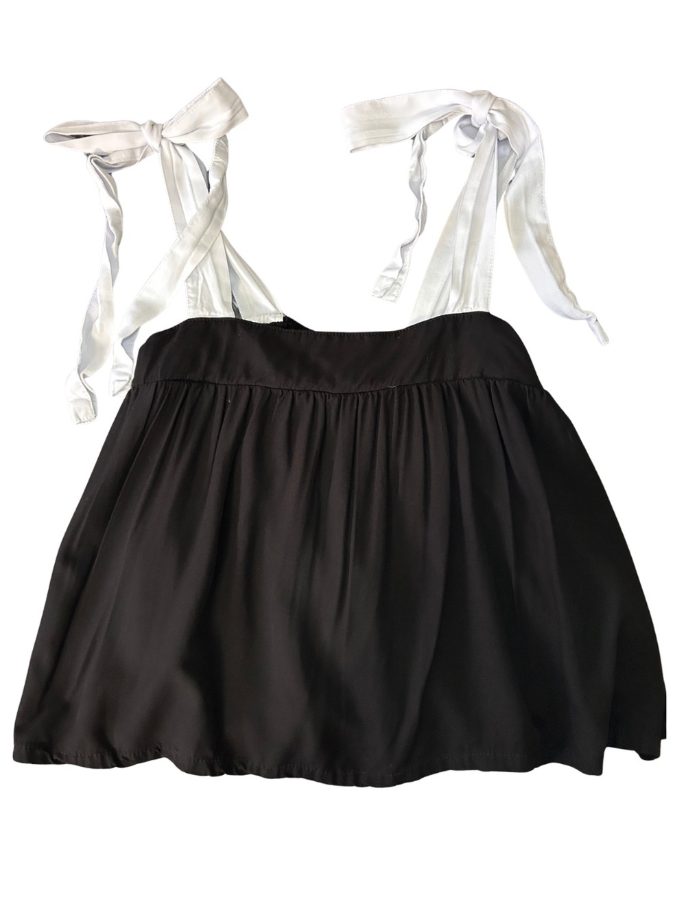Black Camisole with White Tie Straps - Women's Top